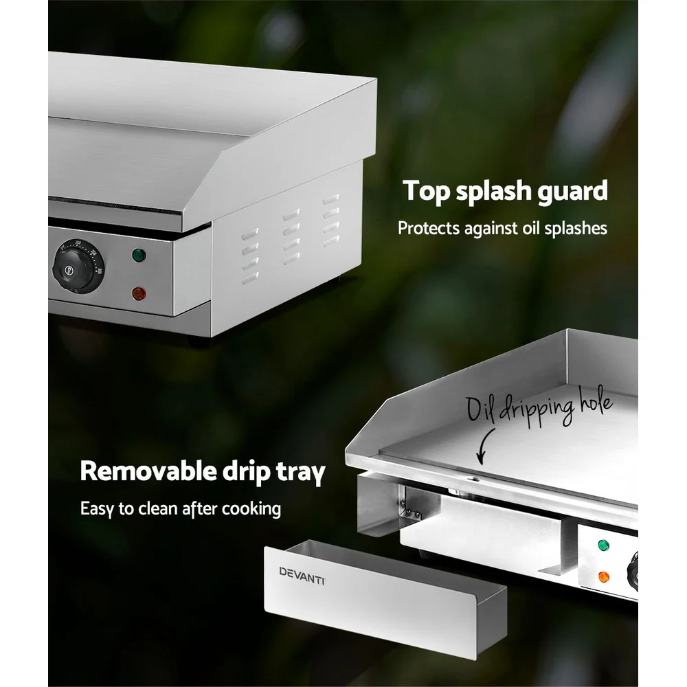 Commercial Electric Griddle 73cm BBQ Grill Plate 4400W - Nurns