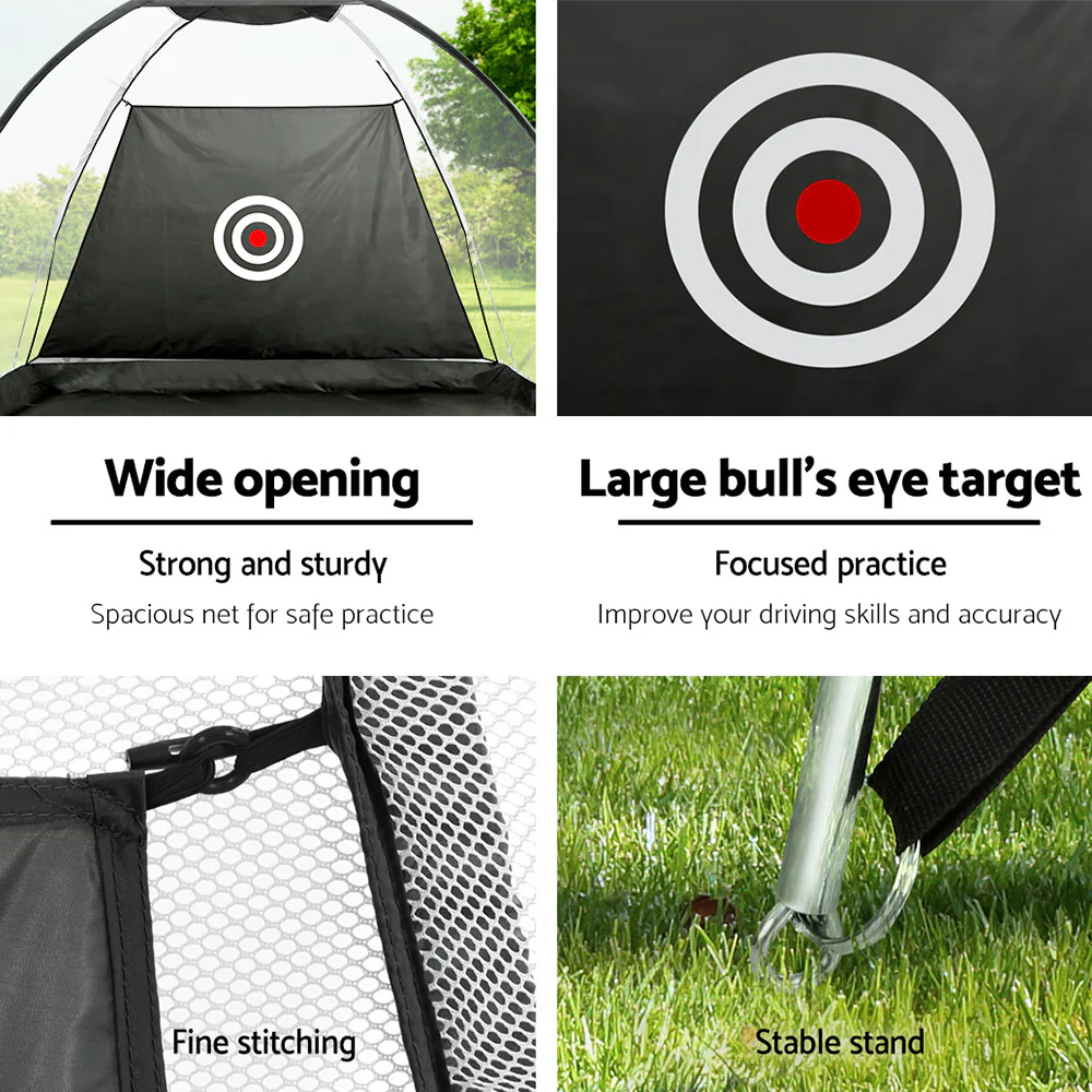 Everfit 3M Golf Practice Net And Training Mat Set Driving Target Black - Nurns