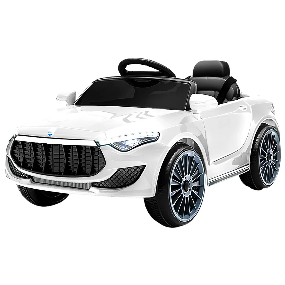 Kids Electric Ride On Car Cars Music Headlight Remote Control 12V - White - Nurns