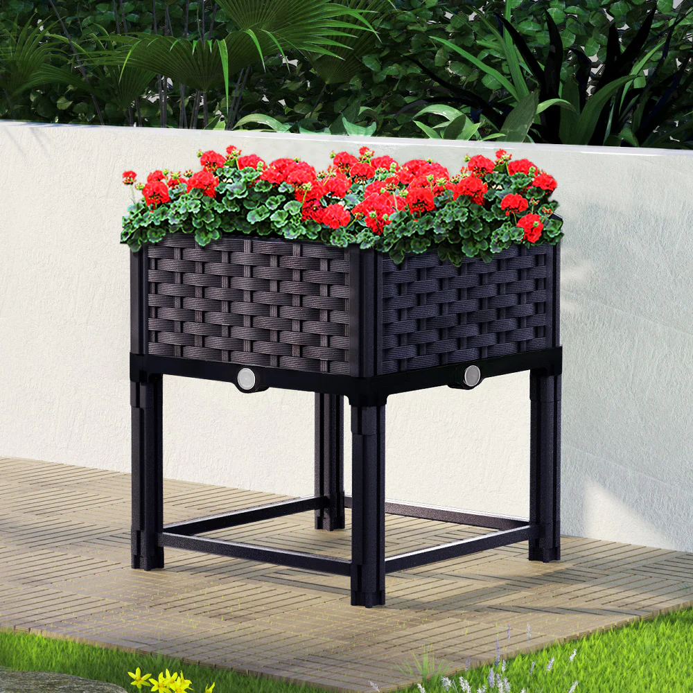 Garden Bed 40x40x23cm PP Planter Box Raised Container Growing Herb - Nurns
