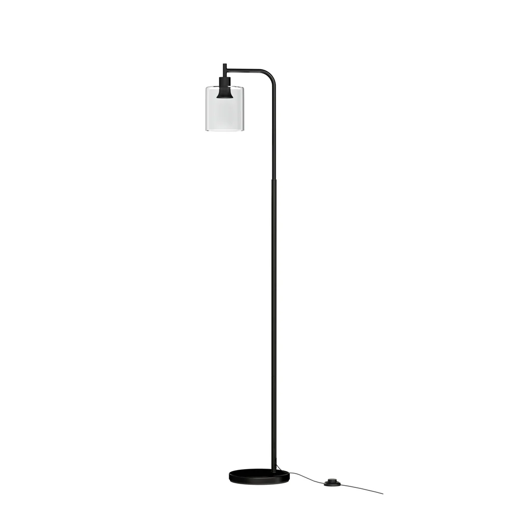 Floor Lamp Light Stand Modern Home Living Room Office Reading Glass Shade - Black - Nurns