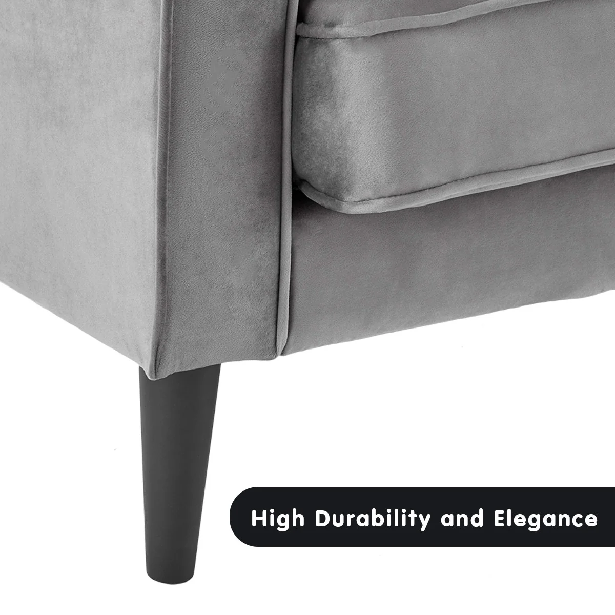 Melody 2-Seater Faux Velvet Suite Sofa Bed Lounge - Grey - Nurns