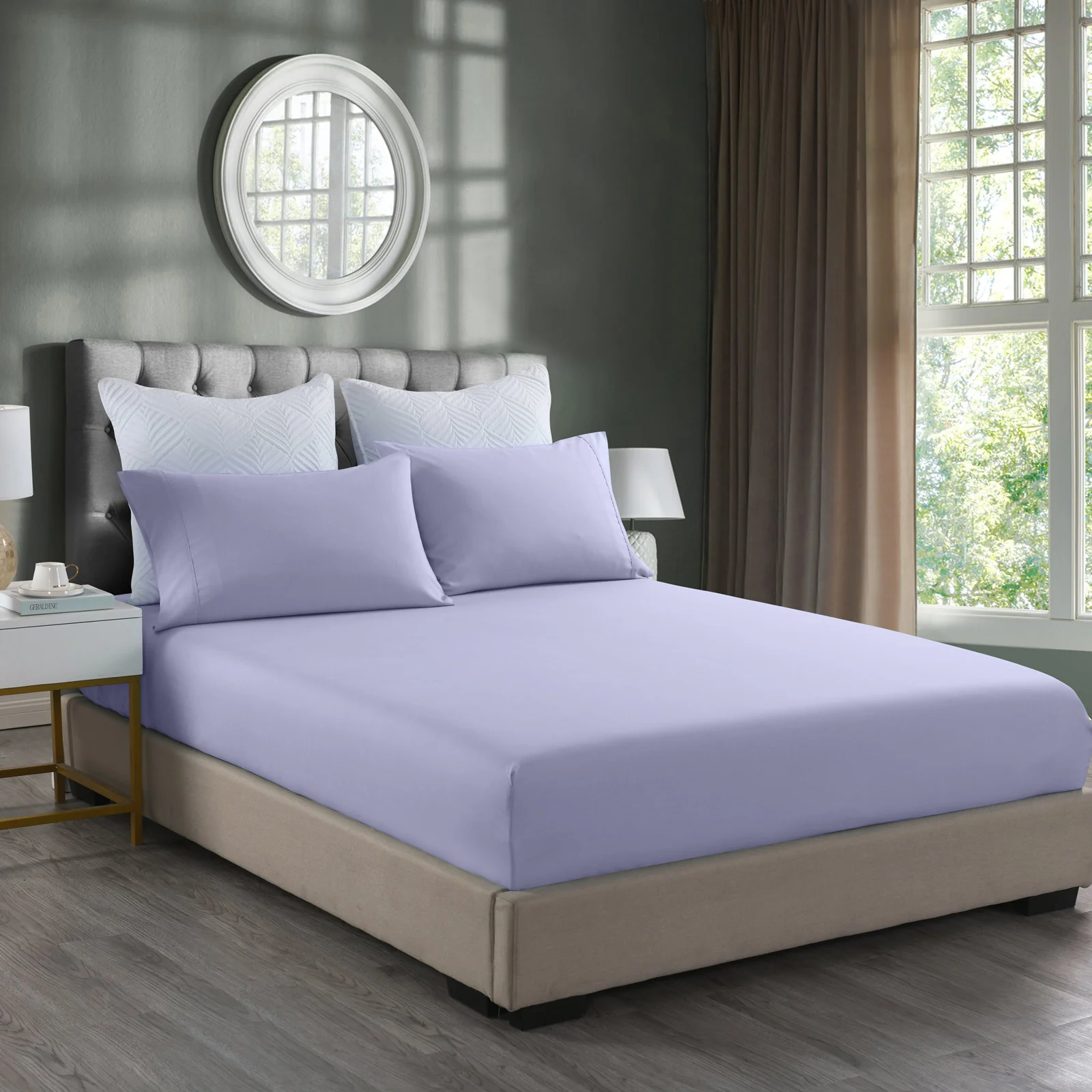 King Royal Comfort Bamboo Cooling 2000TC 3-Piece Combo Set - Lilac Grey - Nurns