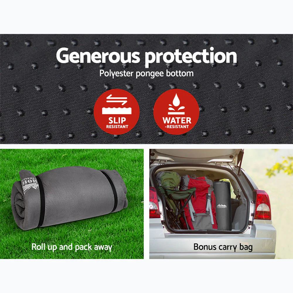 Self-Inflating Mattress 10CM Camping Sleeping Mat Air Double Grey - Nurns