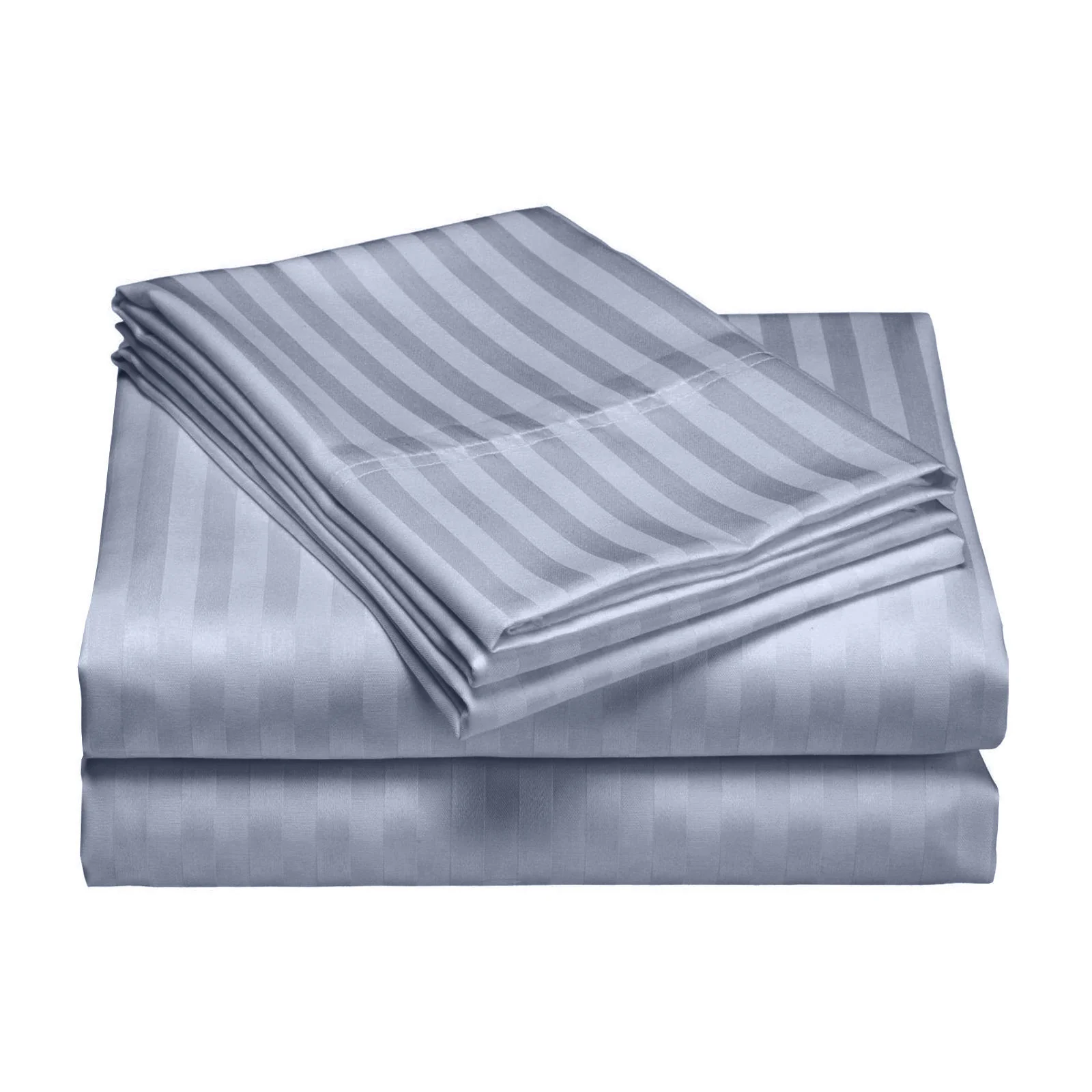 QUEEN 1200TC 3-Piece Damask Stripe Cotton Blend Quilt Cover Sets - Blue - Nurns