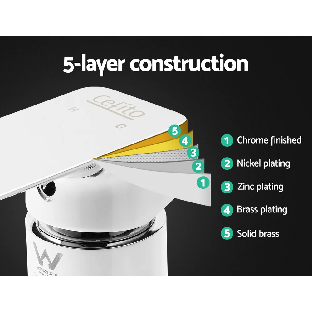 Shower Mixer Tap Wall Bath Taps Brass Hot Cold Basin Bathroom Chrome - Nurns