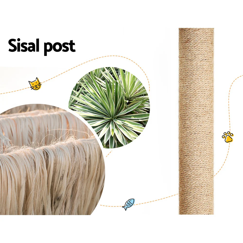 Cat Tree 141cm Tower Scratching Post Scratcher Wood Bed Condo Toys House Ladder - Nurns