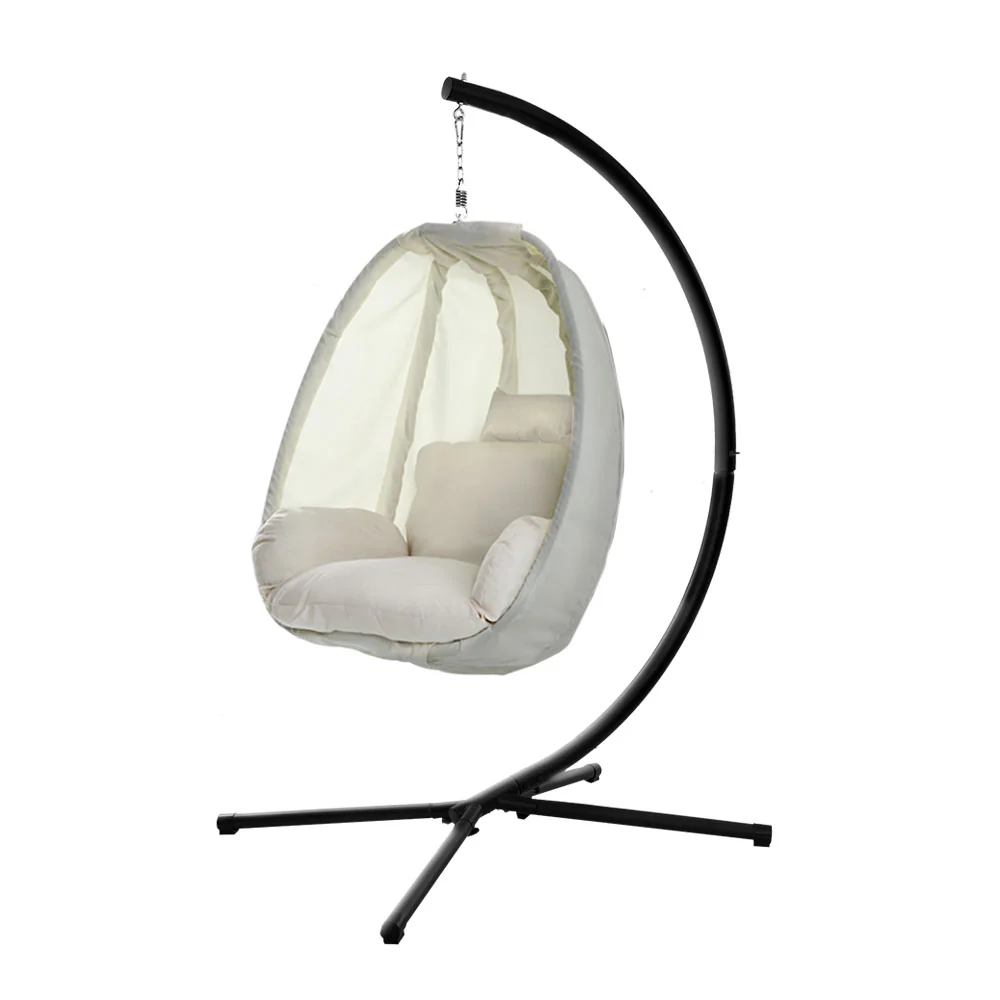 Connor Egg Swing Chair Single Hanging Pod with Stand - Cream - Nurns