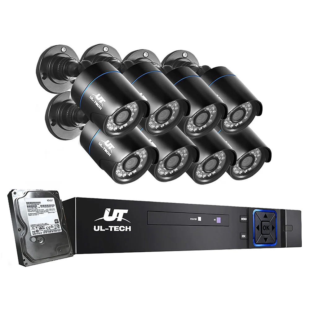 CCTV Security System 8CH DVR 8 Cameras 1TB Hard Drive - Nurns
