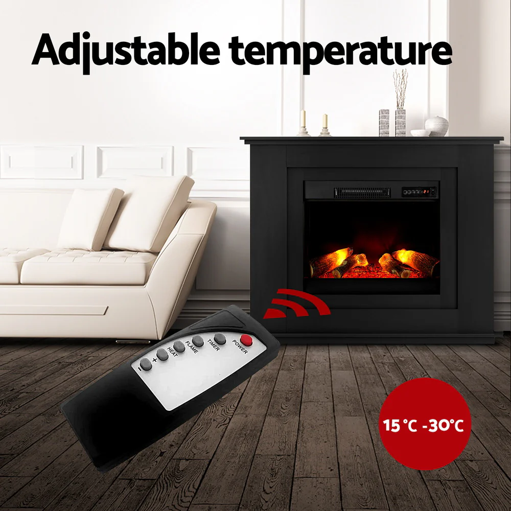 Electric Fireplace Fire Heater 2000W - Black - Nurns