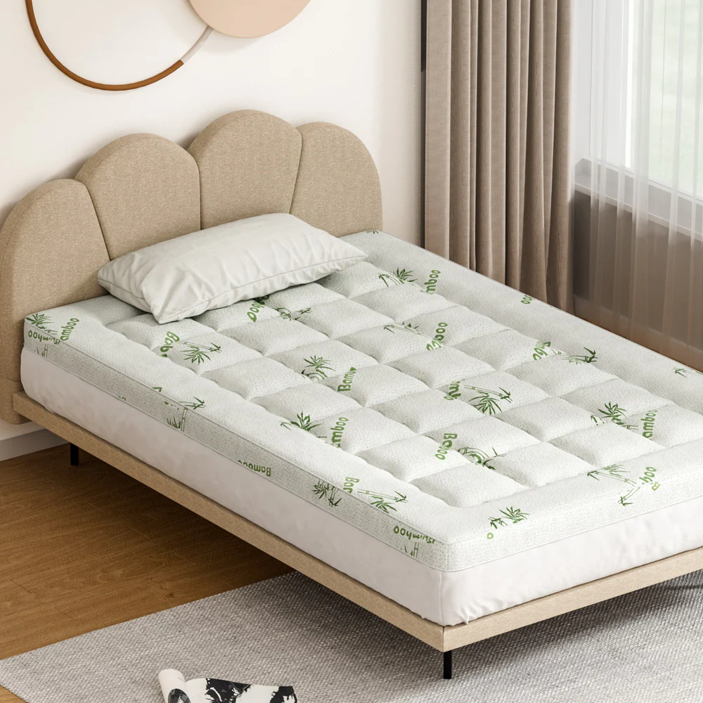King Single Giselle Bedding Mattress Topper Pillowtop Bamboo 7.5cm - Nurns
