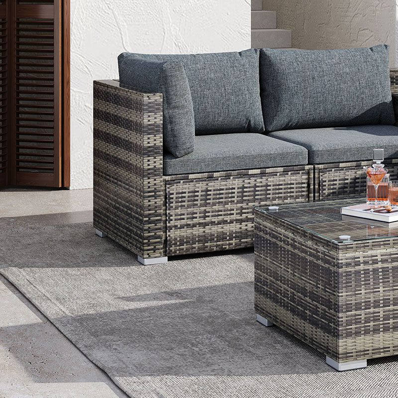 Perry 5-Seater Ottoman Style Outdoor Lounge Set - Grey - Nurns