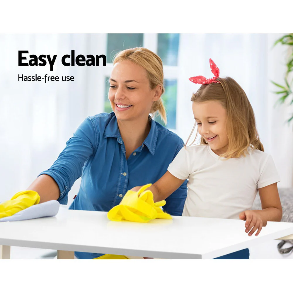 Paige 5-Piece Kids Table & Chairs Set Nordic Desk Activity Dining Study Children Modern - White & Wood - Nurns