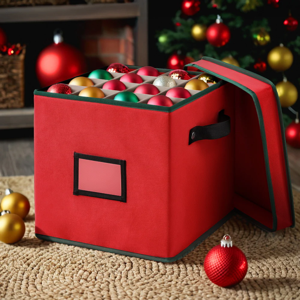 Christmas Baubles Storage Box 64 Dividers Xmas Ornaments Container - Nurns