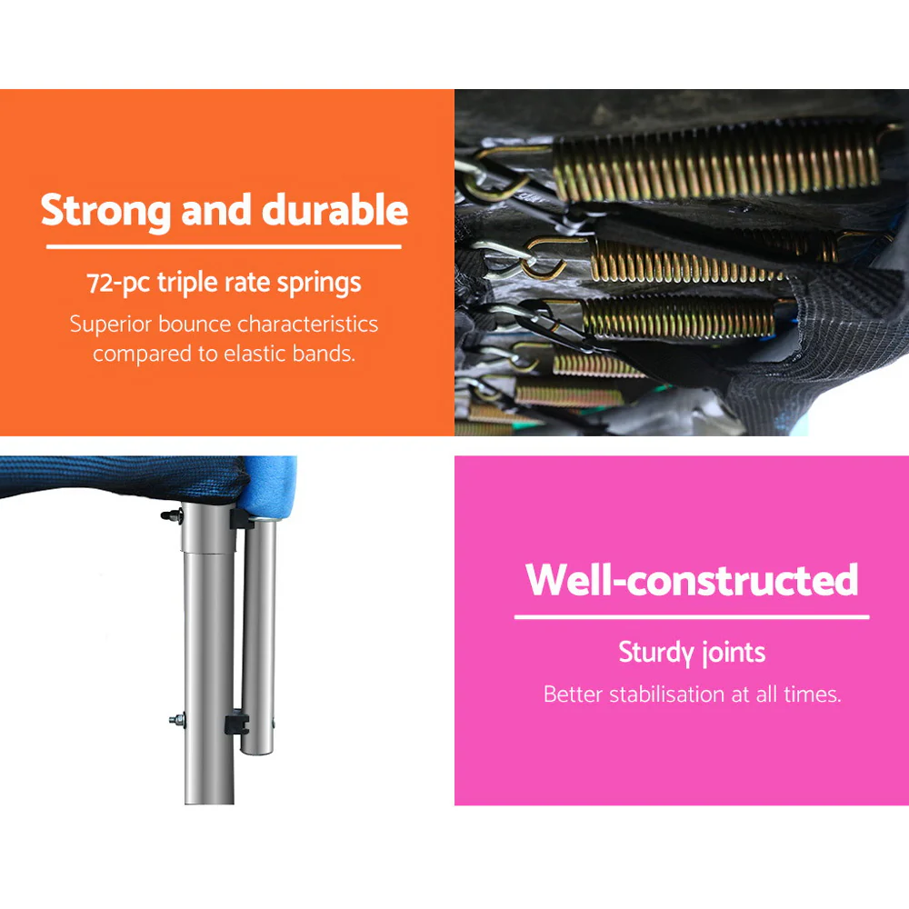 Everfit Trampoline for Kids 12FT with Ladder Enclosure Safety Net Pad Gift Round - Nurns