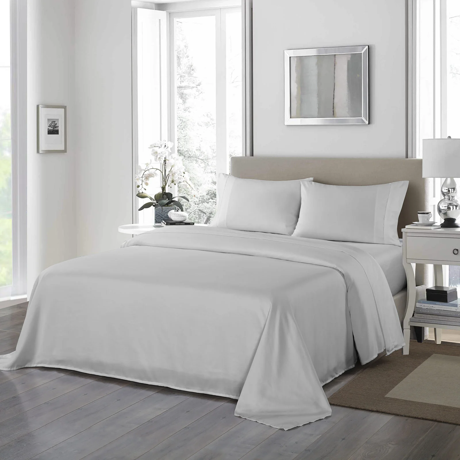 King Royal Comfort 1200TC Ultrasoft 4-Piece Sheet Set - Silver - Nurns