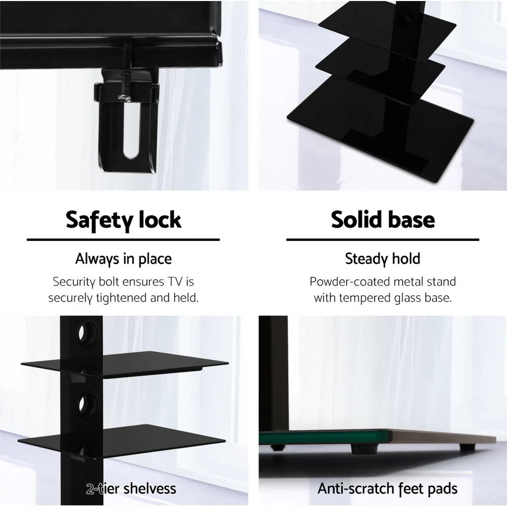 Floor TV Stand Bracket Mount Swivel Height Adjustable 32 to 70 Inch Black - Nurns