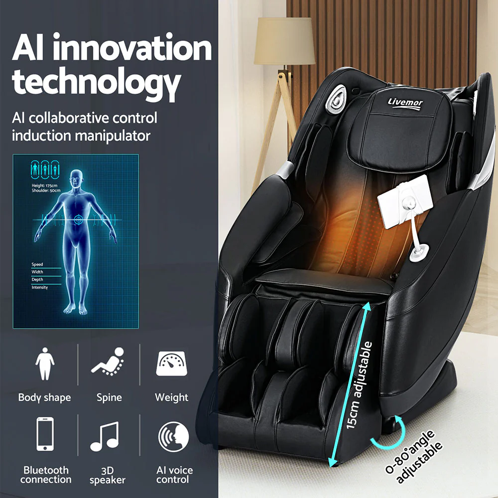 Eris Massage Chair Electric Recliner Home 3D Massager - Black - Nurns