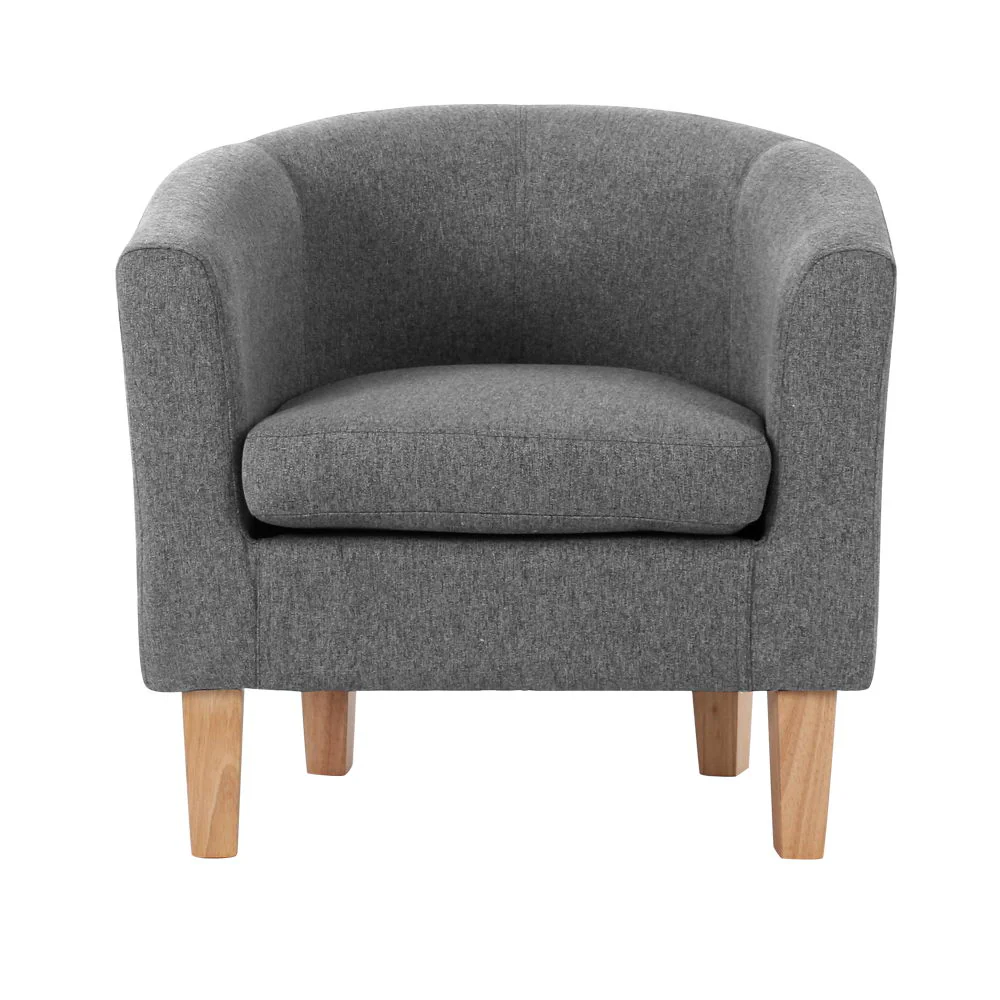 Maure Accent Tub Fabric Lounge Armchair - Grey - Nurns