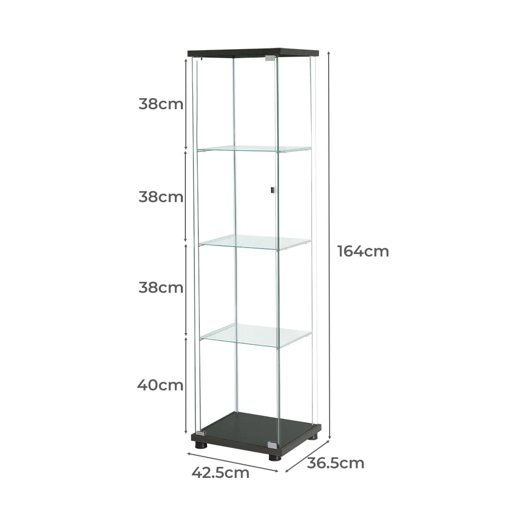 Stacked Display Storage Cabinet Glass Black - Nurns