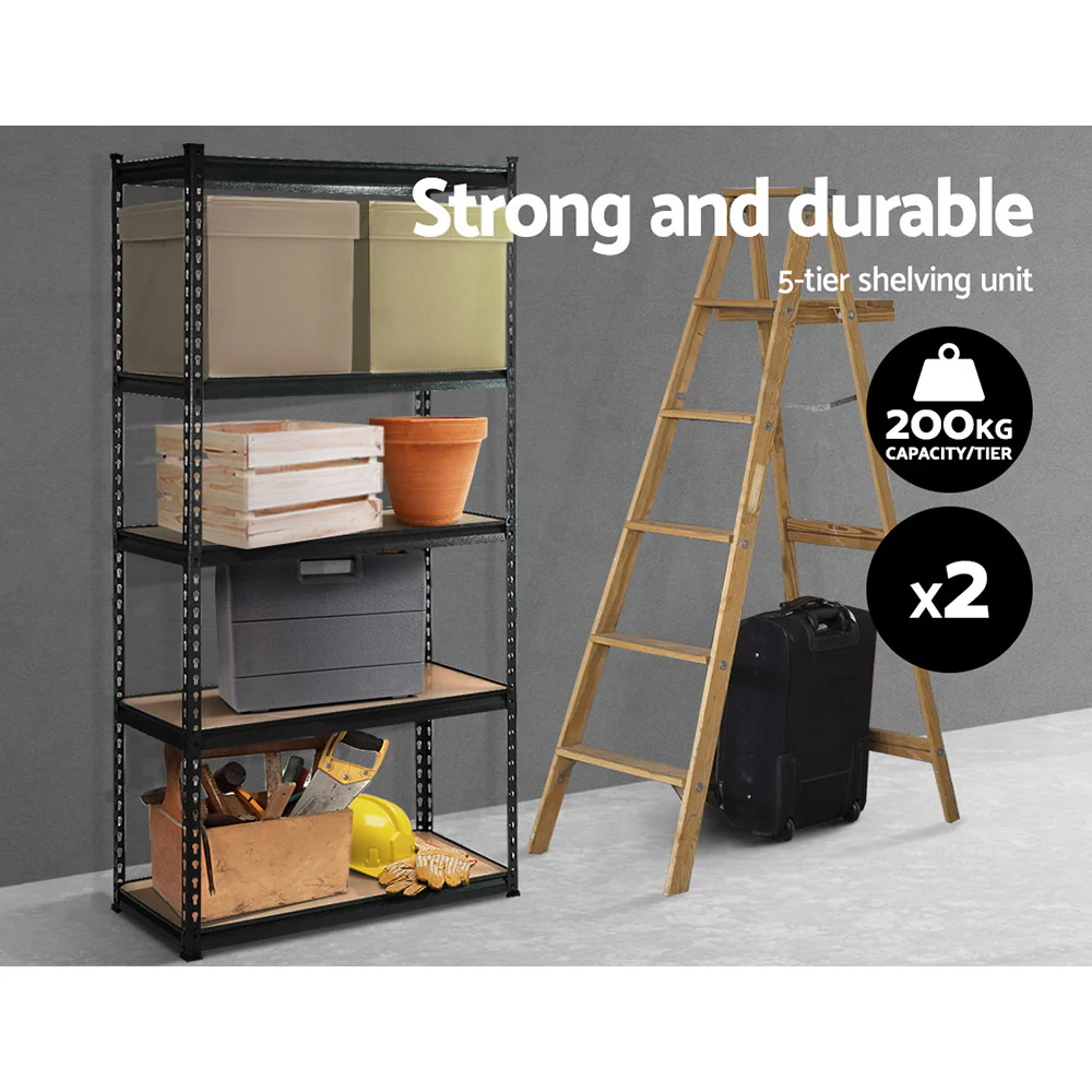Giantz 2x1.8M Garage Shelving Warehouse Rack Pallet Racking Storage Shelve Black - Nurns