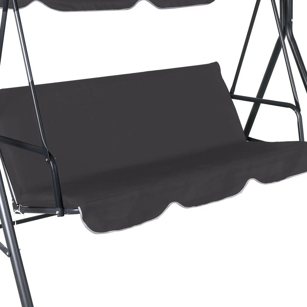 Lorel 3 Seater Swing Chair Garden Canopy Cushion Chairs - Grey - Nurns