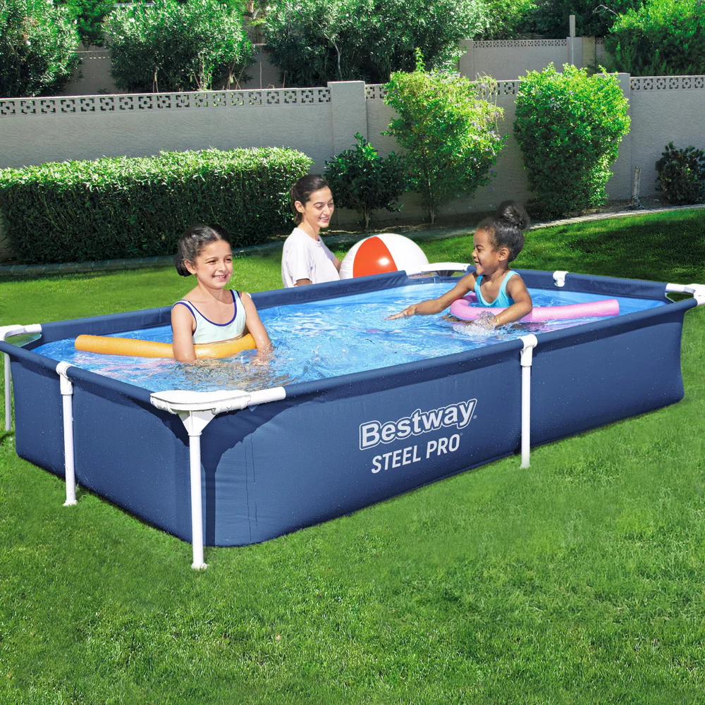 Bestway Swimming Pool 221x150x43cm Steel Frame Above Ground Pools 1200L - Nurns