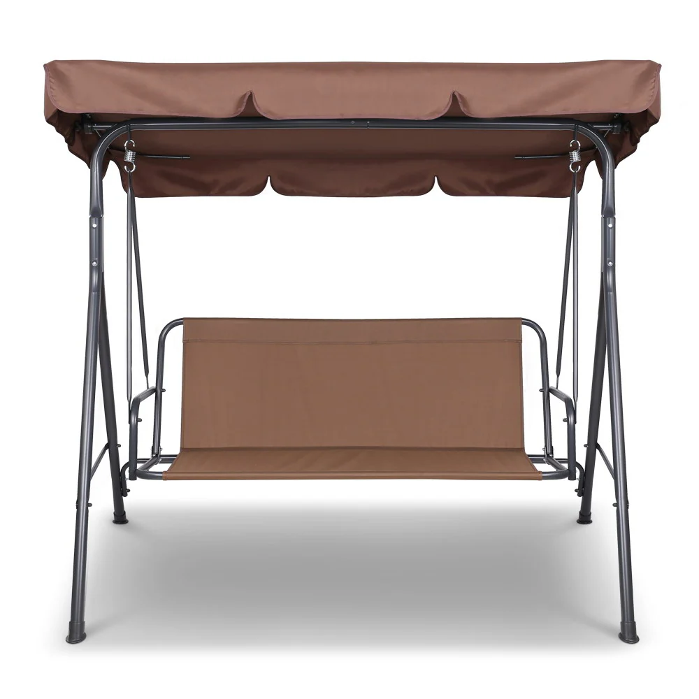 Lumin 3 Seater Outdoor Canopy Swing Chair - Coffee - Nurns