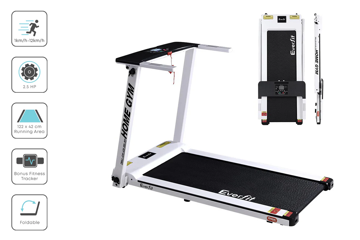 Everfit Treadmill Electric Home Gym Fitness Exercise Fully Foldable 420mm White - Nurns