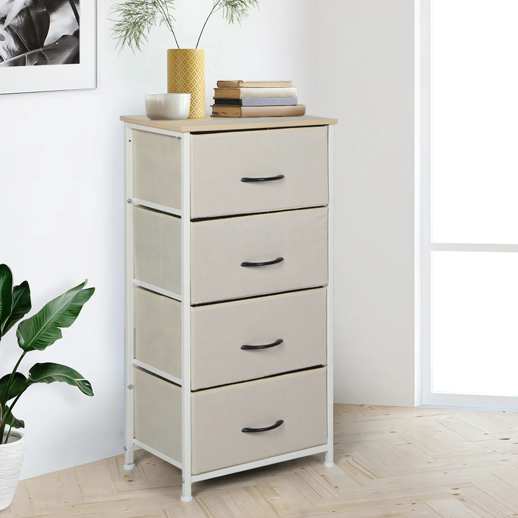 Levede Storage Cabinet Tower Chest Beige - Nurns