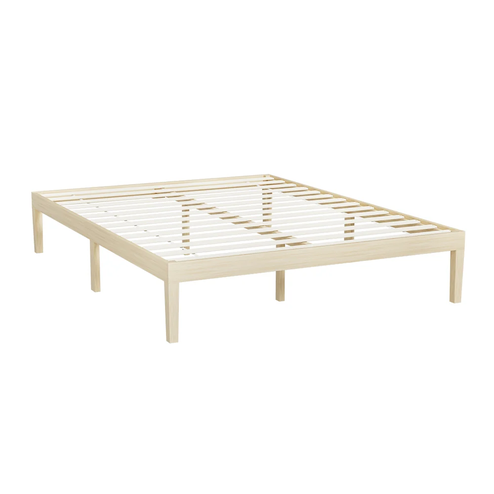 Lyanna Bed Frame Wooden Base Platform Timber Pine - Natural Double - Nurns
