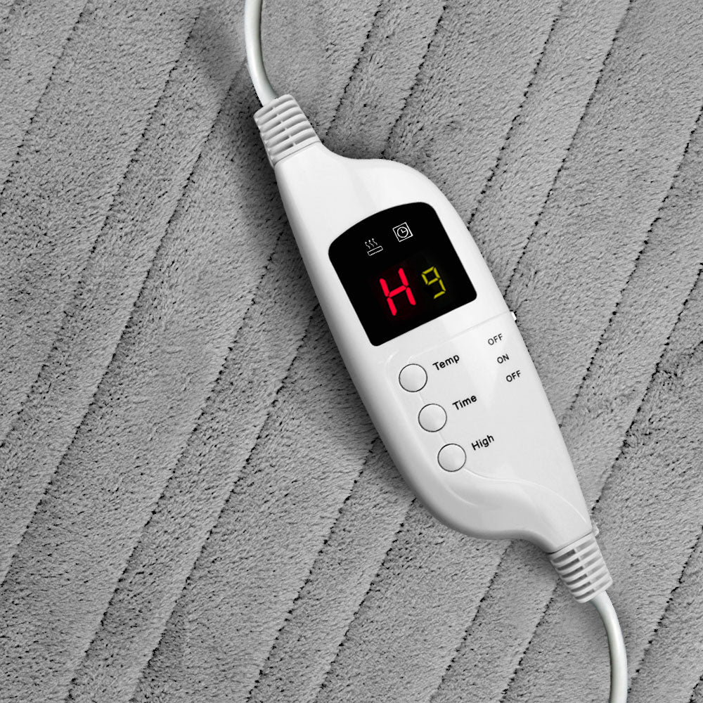 Watson Electric Throw Soft Blanket Heated Rug Fleece Snuggle Washable - Silver - Nurns