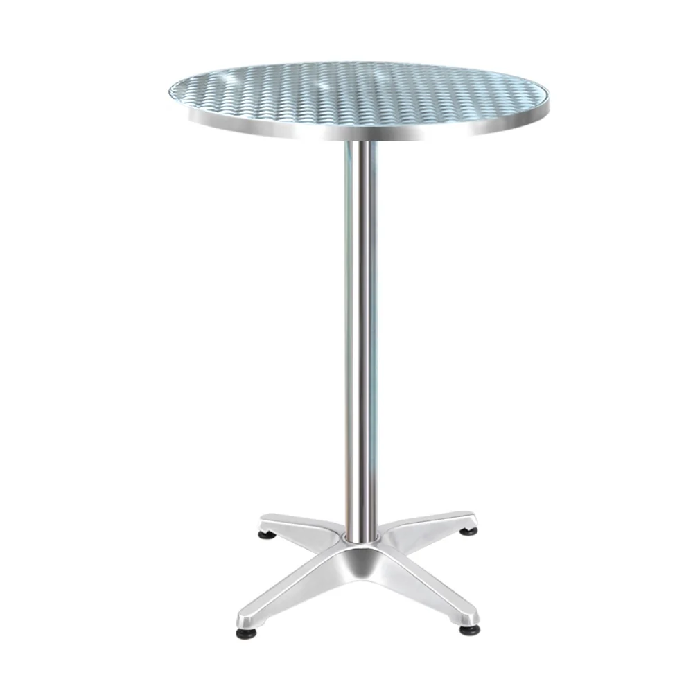 Marco Outdoor Bar Table Indoor Furniture Adjustable Aluminium Round 70/110cm - Silver - Nurns