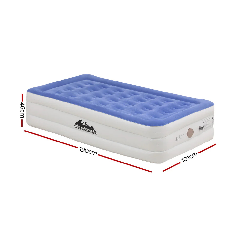Factory Buys 46cm Air Mattress Inflatable Bed Cube Airbed - Single - Nurns