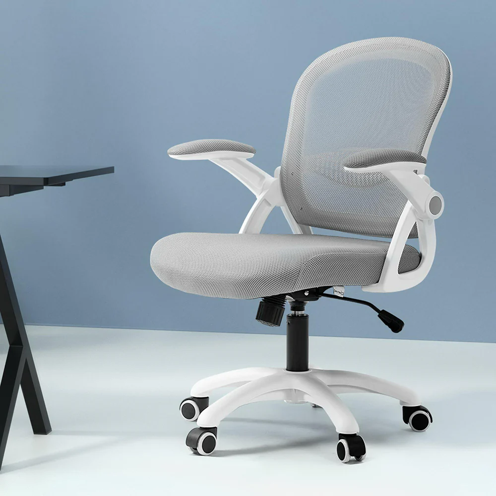 Artiss Mesh Office Chair Mid Back Grey - Nurns
