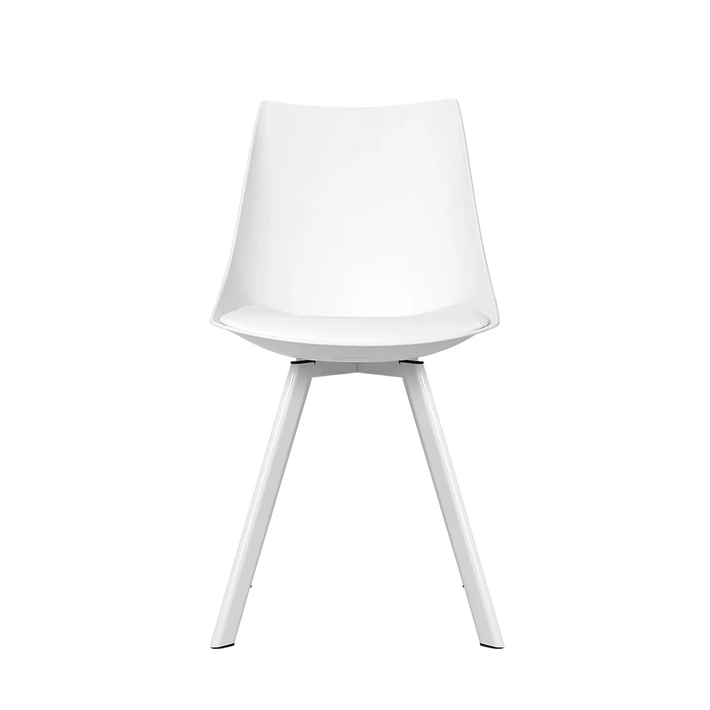 Kaylee Set of 2 Dining Chairs PU Leather Plastic Metal- White - Nurns