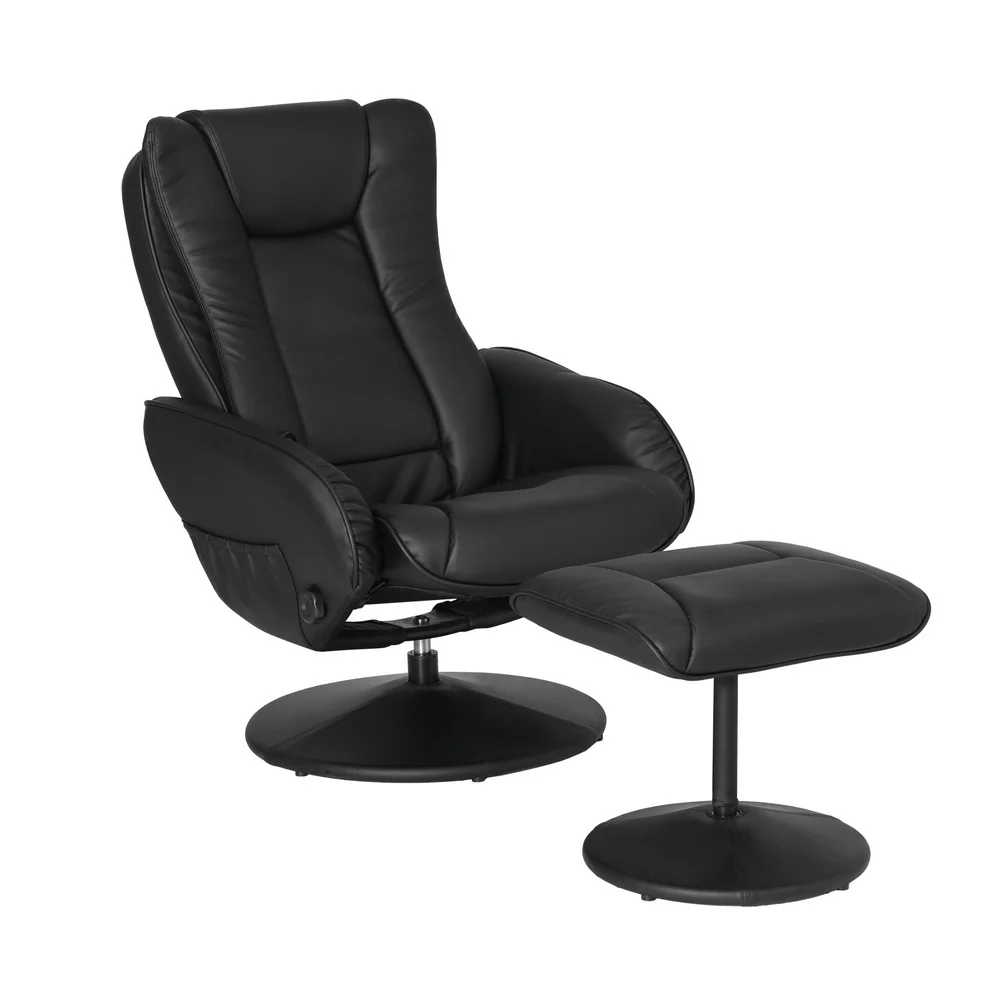 Daedalus Recliner Chair Ottoman Heated Massage - Black - Nurns