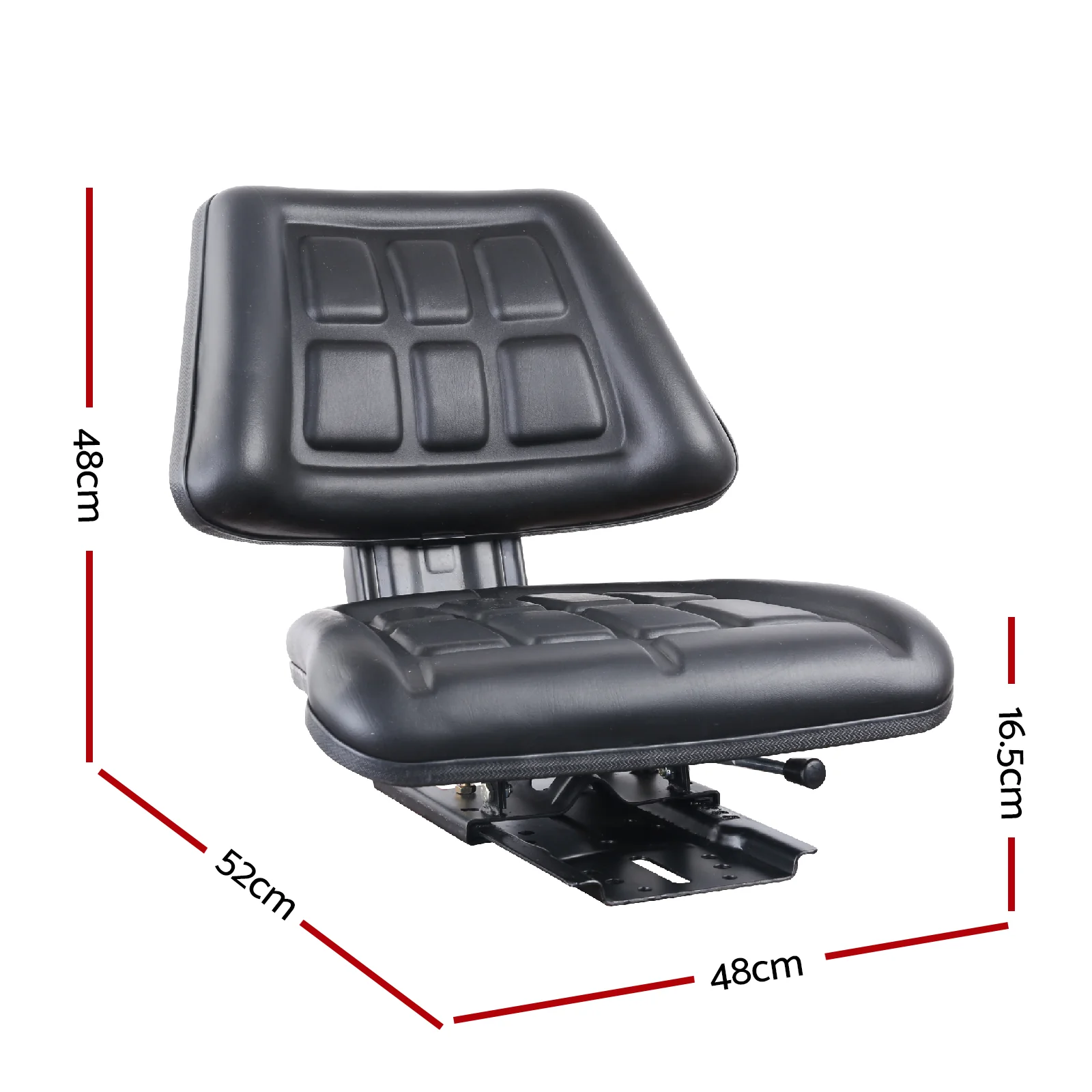 PU Leather Tractor Seat with Sliding Track - Black - Nurns