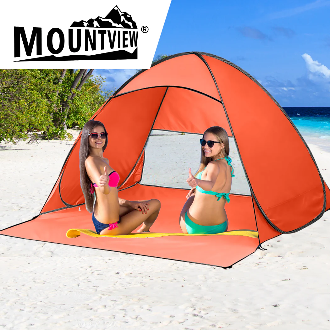 Mountview Pop Up Beach Tent Camping Portable Orange - Nurns