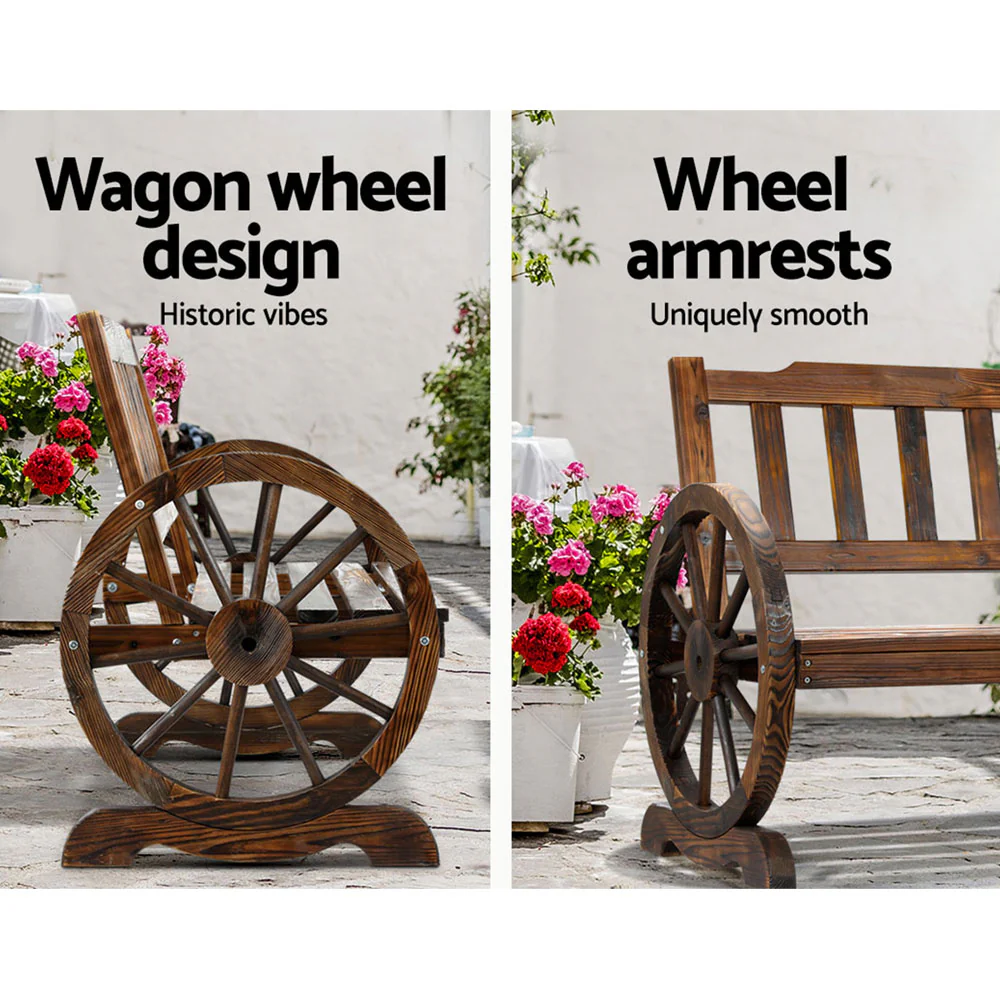Celestia Wooden Wagon Wheel Chair - Brown - Nurns