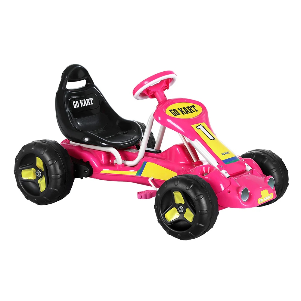Kids Pedal Go Kart Ride On Toys Racing Car Plastic Tyre - Pink - Nurns
