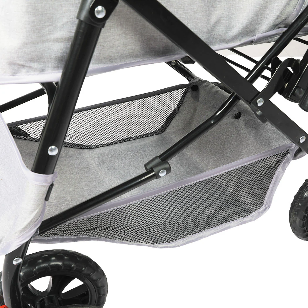 Pet Stroller Pram Dog Carrier Trailer Strollers 4 Wheels Foldable Large - Grey Large - Nurns