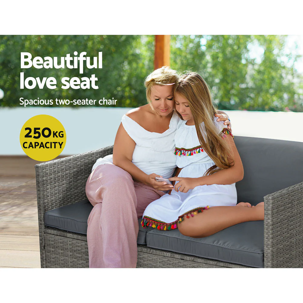 Driffield 4-Seater Furniture Wicker Table Chairs 4-Piece Outdoor Sofa - Grey - Nurns