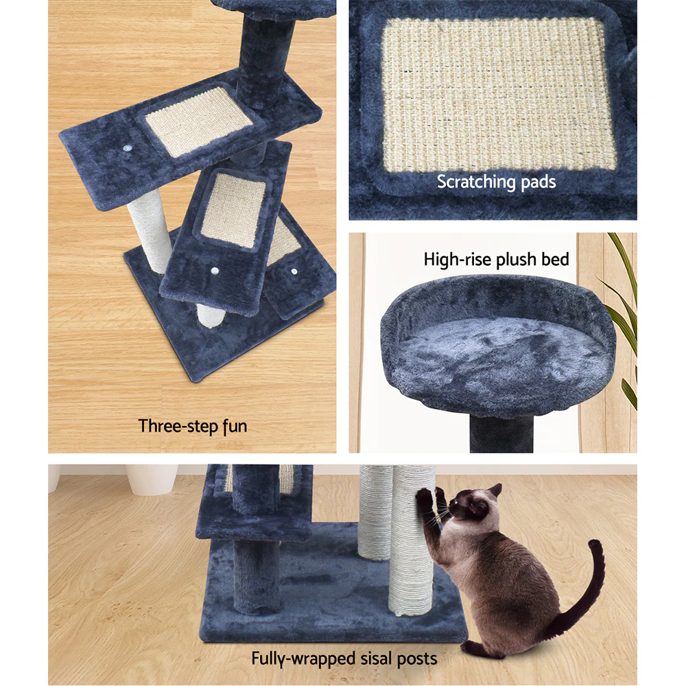 Cat Tree 100cm Trees Scratching Post Scratcher Tower Condo House Furniture Wood Steps - Nurns