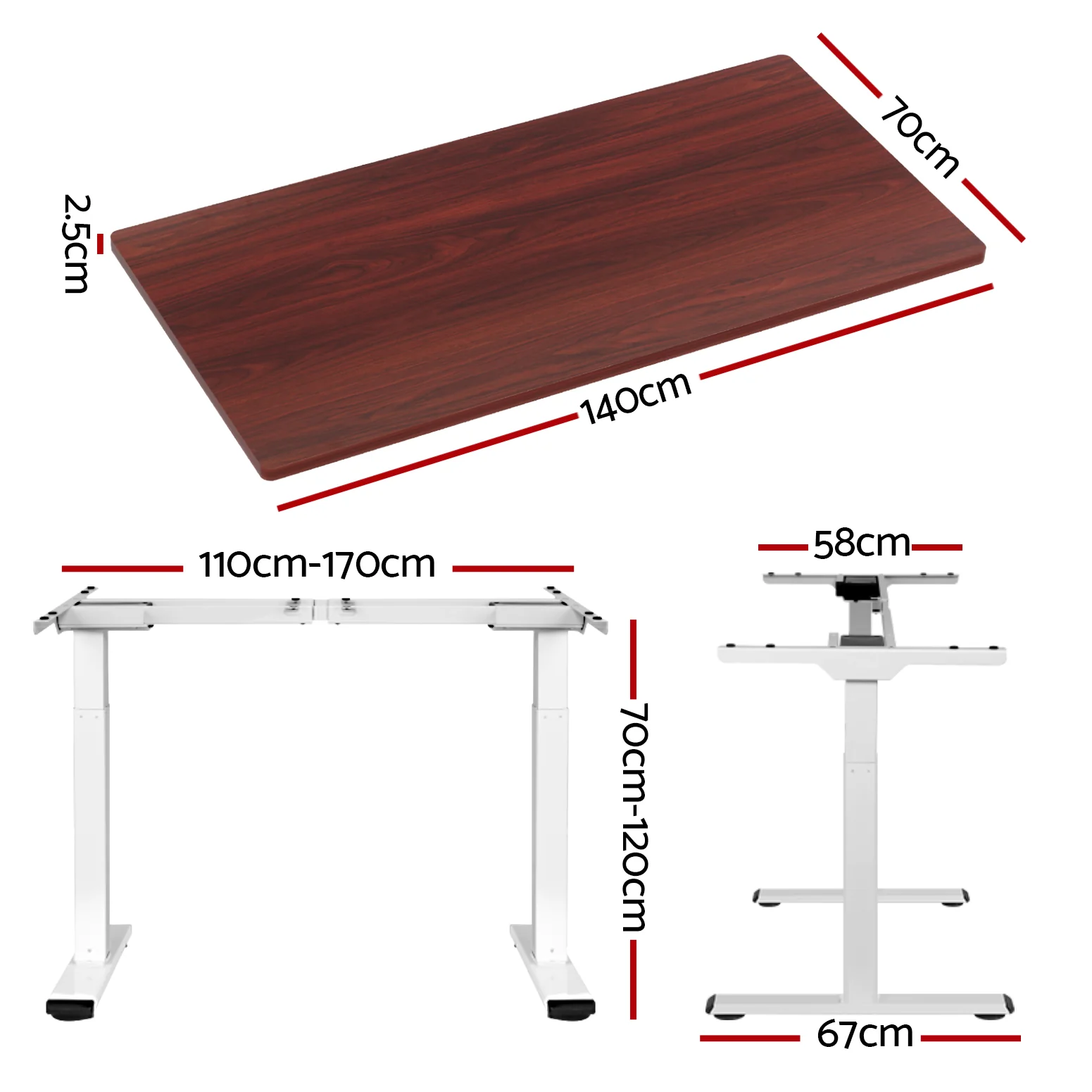 Artiss Standing Desk Motorised Dual Motor 140cm Walnut - Nurns