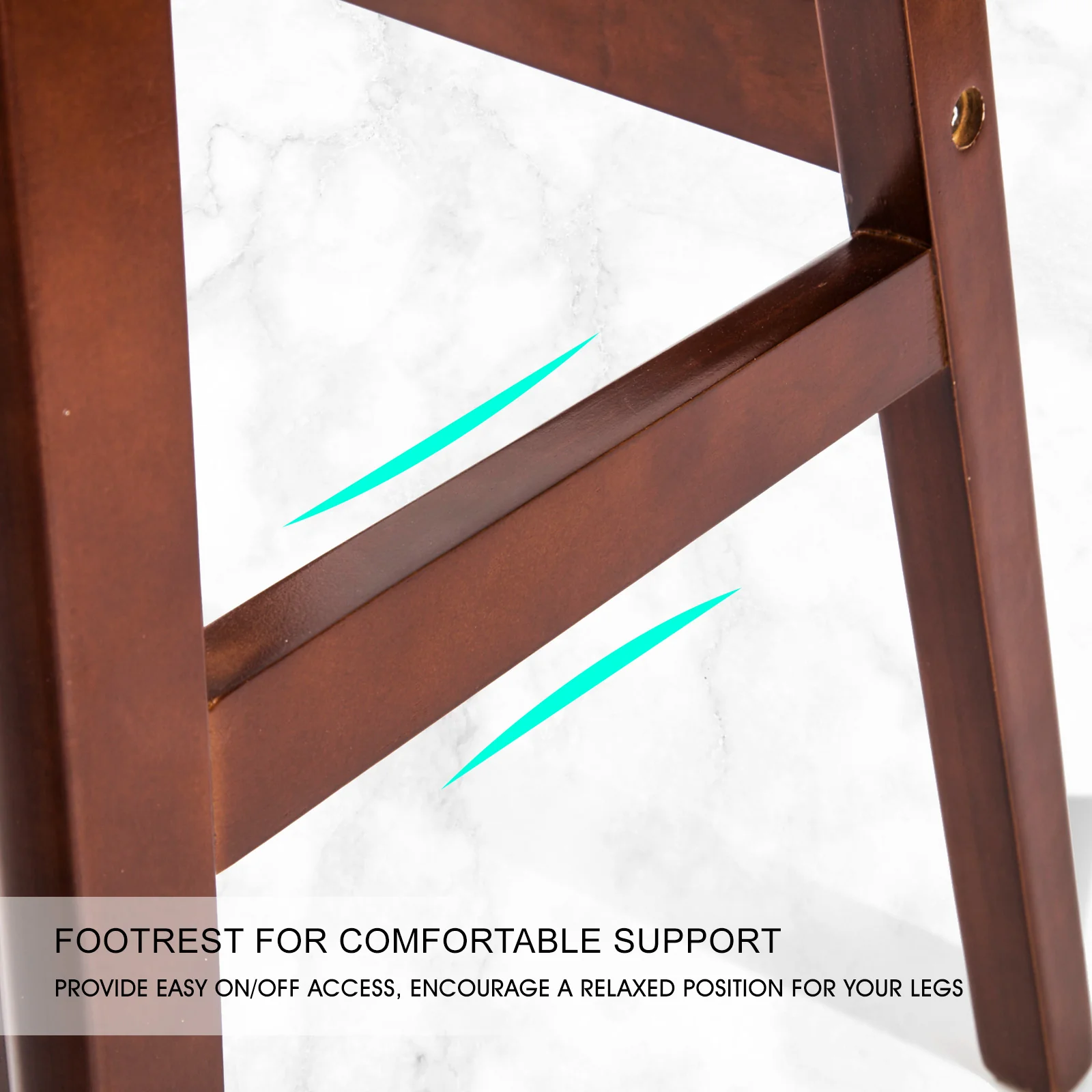 Set of 2 Cambridge Wooden Bar Stool Dining Chair Leather - White & Brown - Nurns