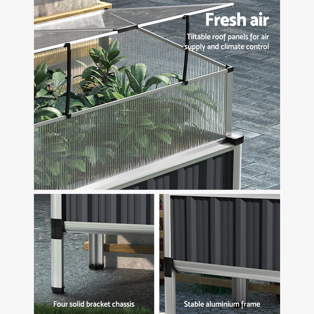 Garden Bed 80x49x74cm Greenhouse Planter Box Raised Galvanised Herb - Nurns