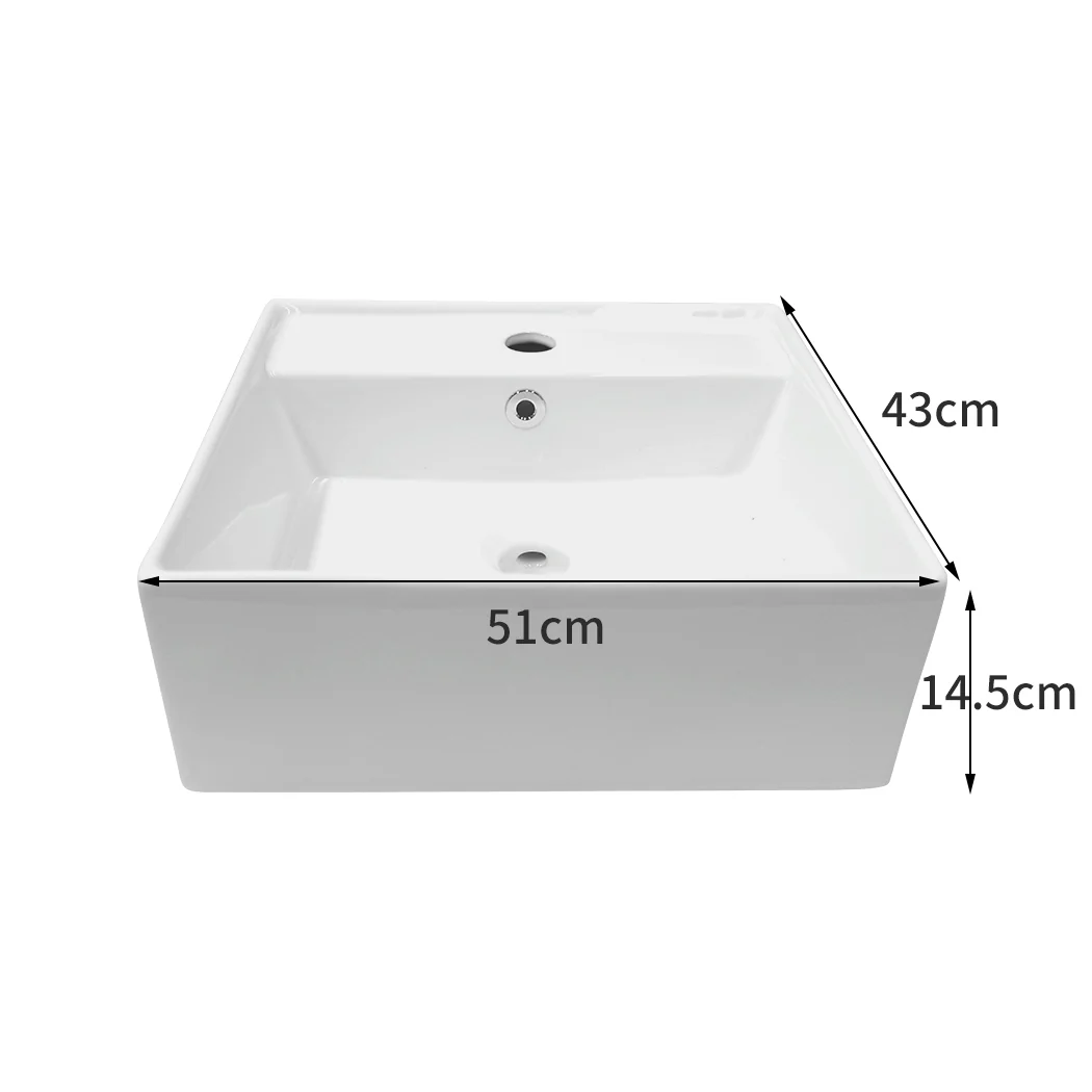 Ceramic Basin Bathroom Wash Counter - Rectangle - Nurns
