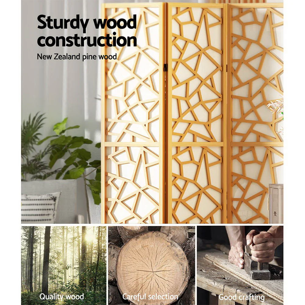 8 Panel Room Divider Screen 325x170cm - Natural - Nurns