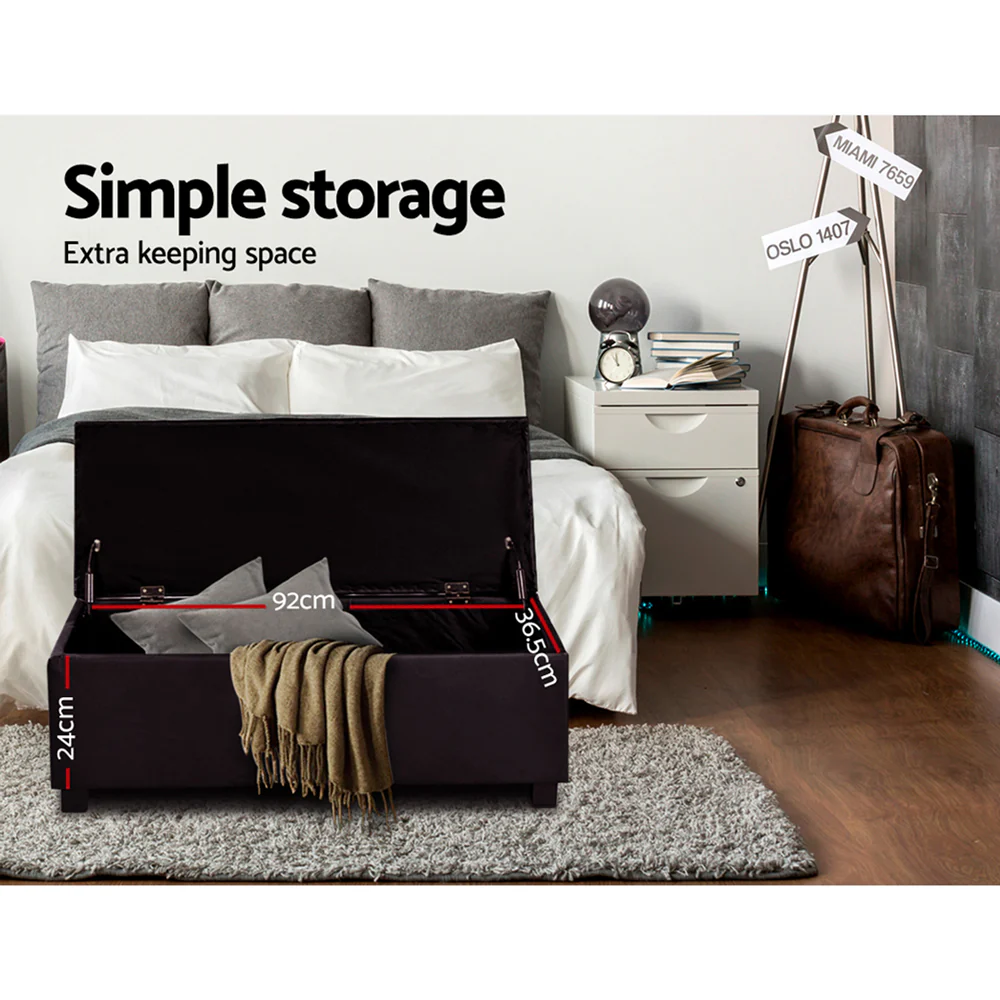 Storage Ottoman Blanket Box Footstool Leather Foot Stool Chest Toy Brown - Nurns